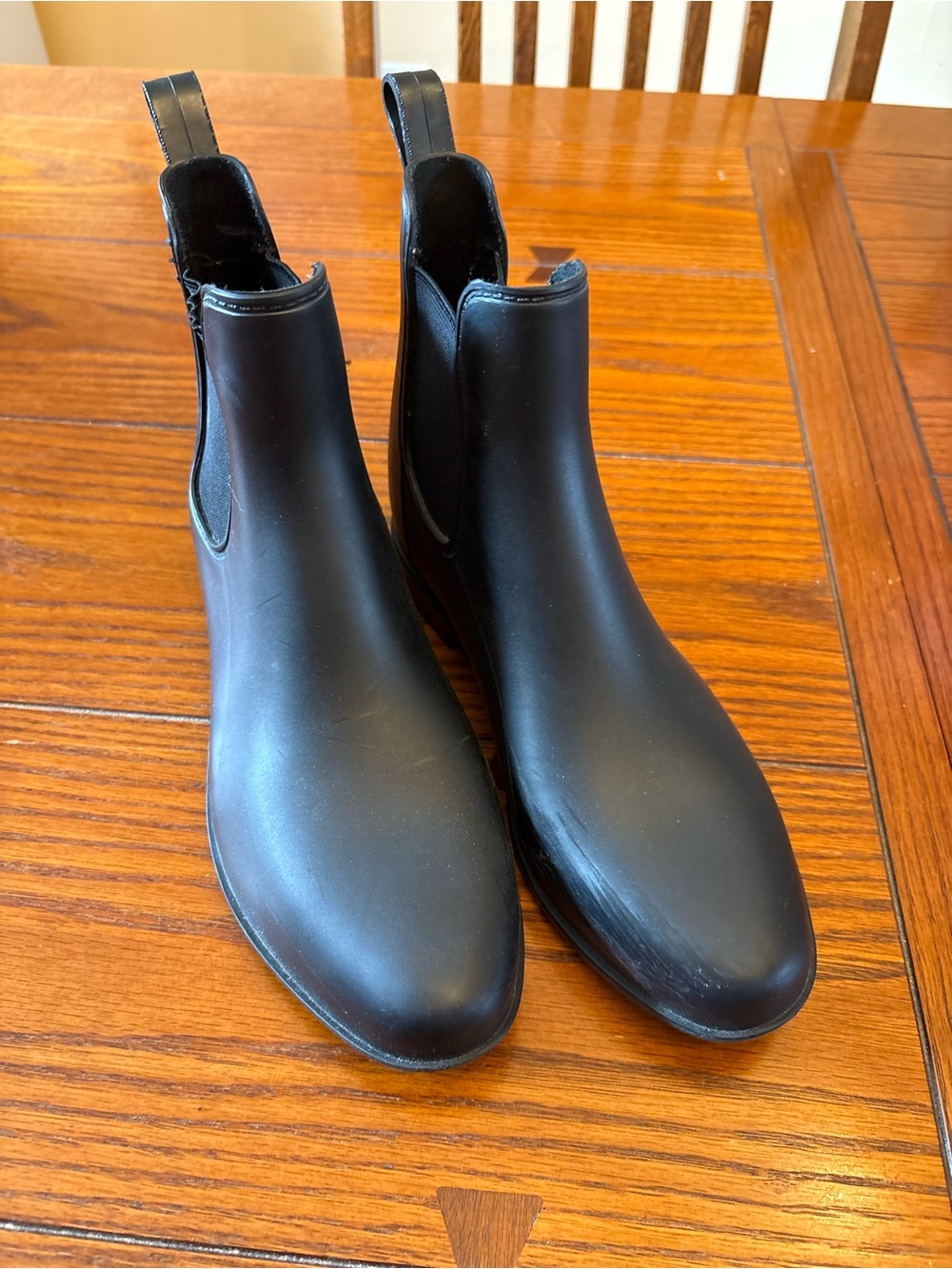 Black Chelsea-Style Ankle Rain Boots - Picture 1 of 8